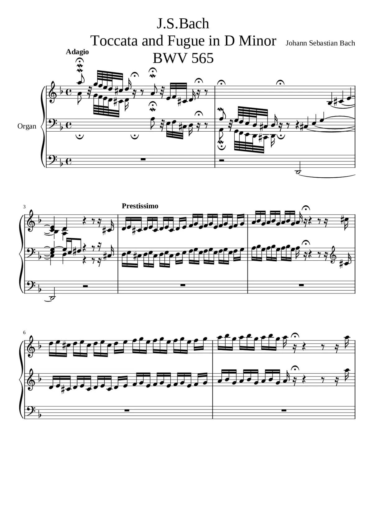 Toccata and Fugue in D minor BWV 565 - Page 1