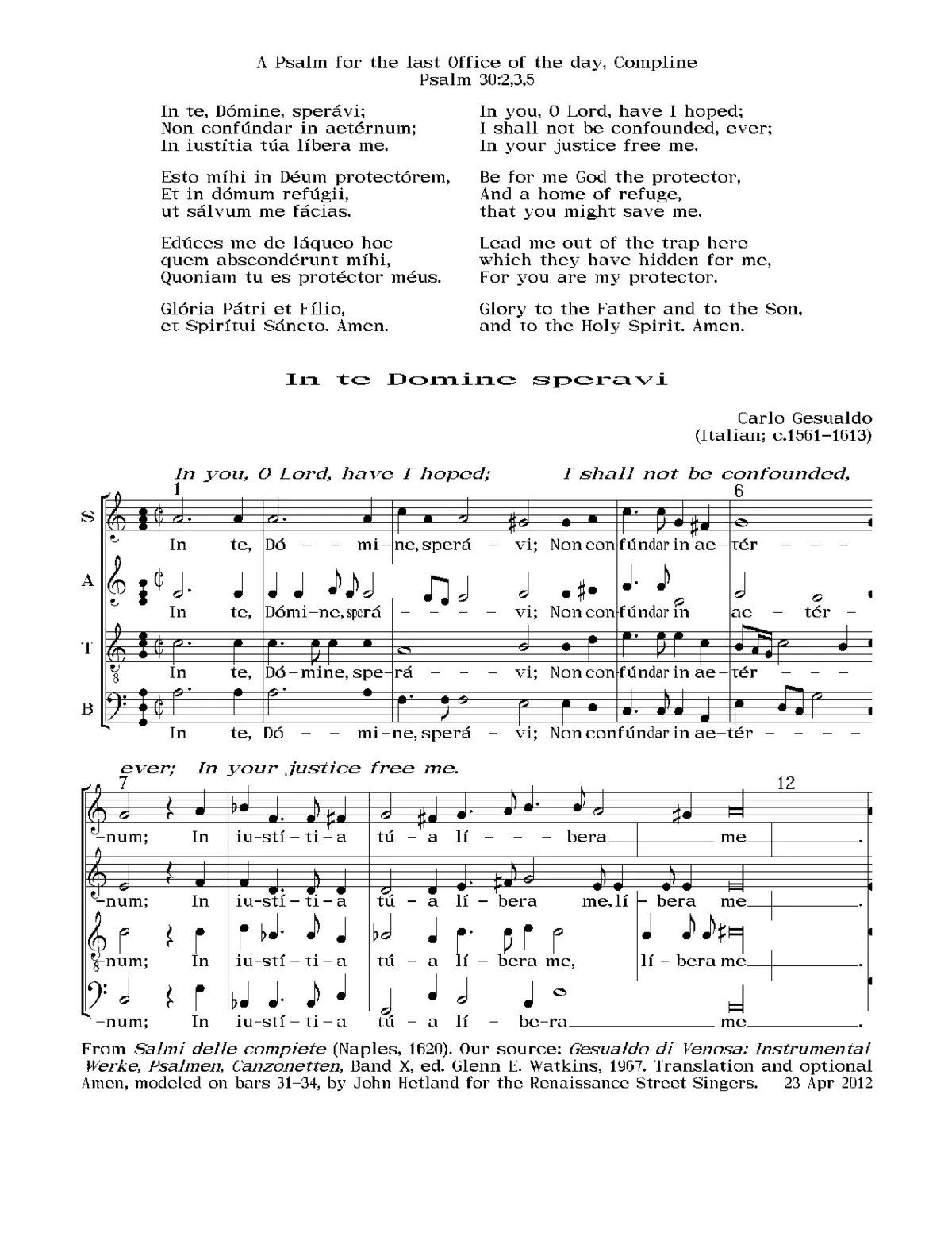 In te Domine speravi - Page 1