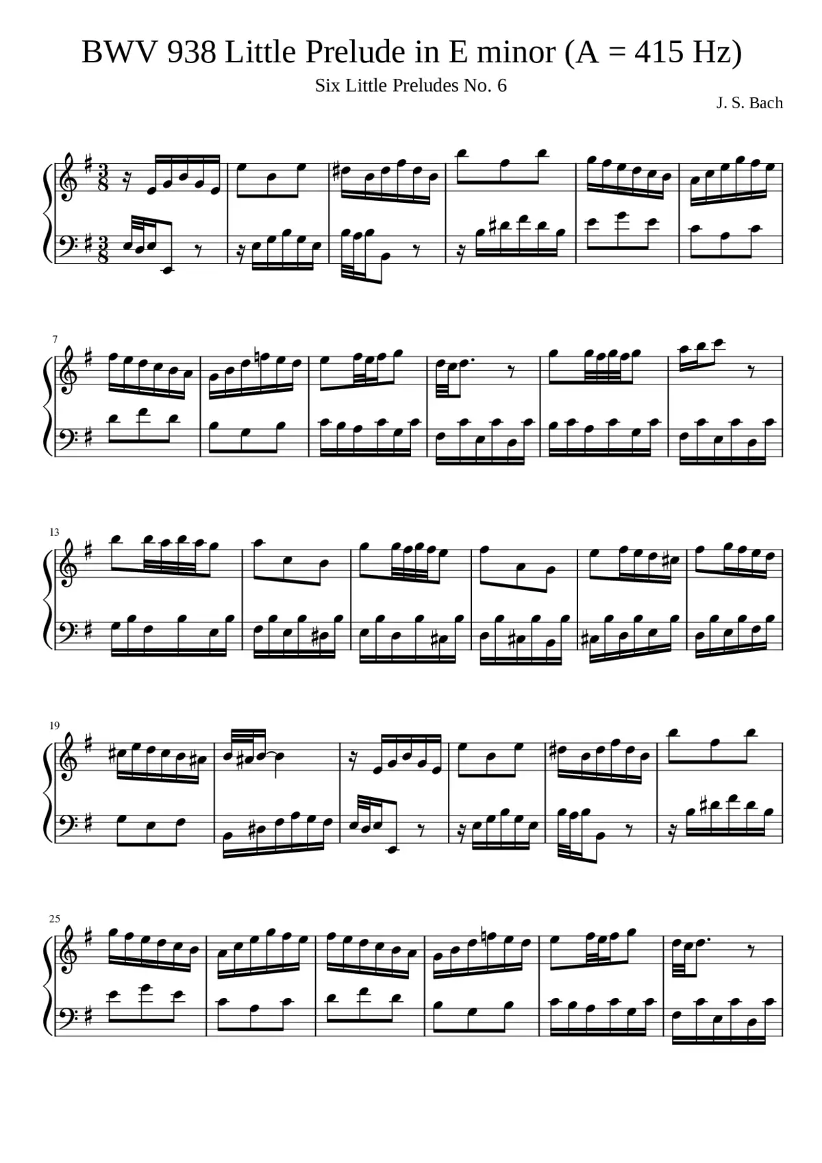 Prelude in E minor BWV 938 - Page 1