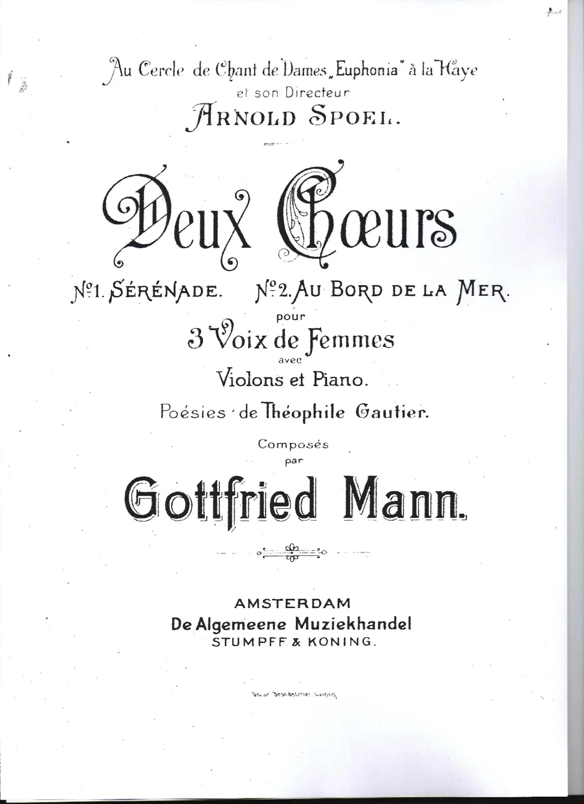Deux chœurs pour 3 voix de femme avec violons et piano - Page 1