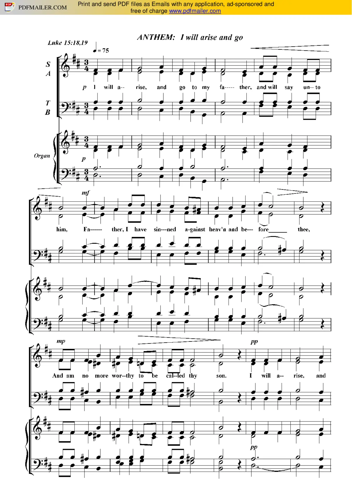 I will arise and go - Page 1