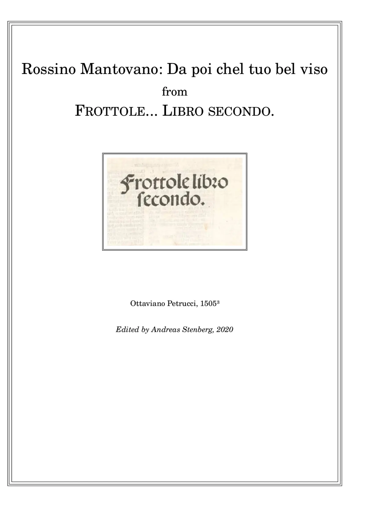 Da poi chel tuo bel viso - Page 1