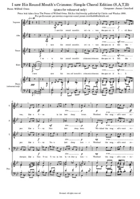 I saw his round mouth's crimson. Choral Edition