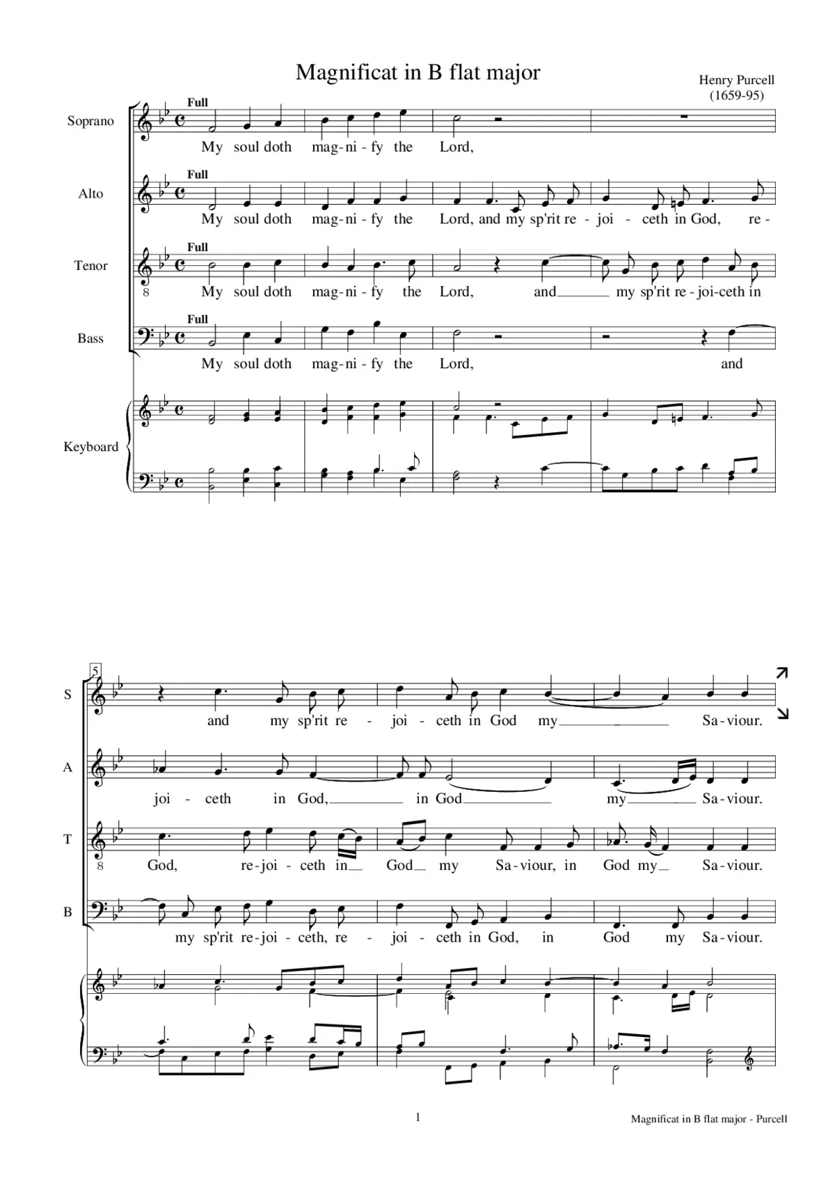 Magnificat and Nunc dimittis in B flat, Z 230/7 & 8 - Page 1