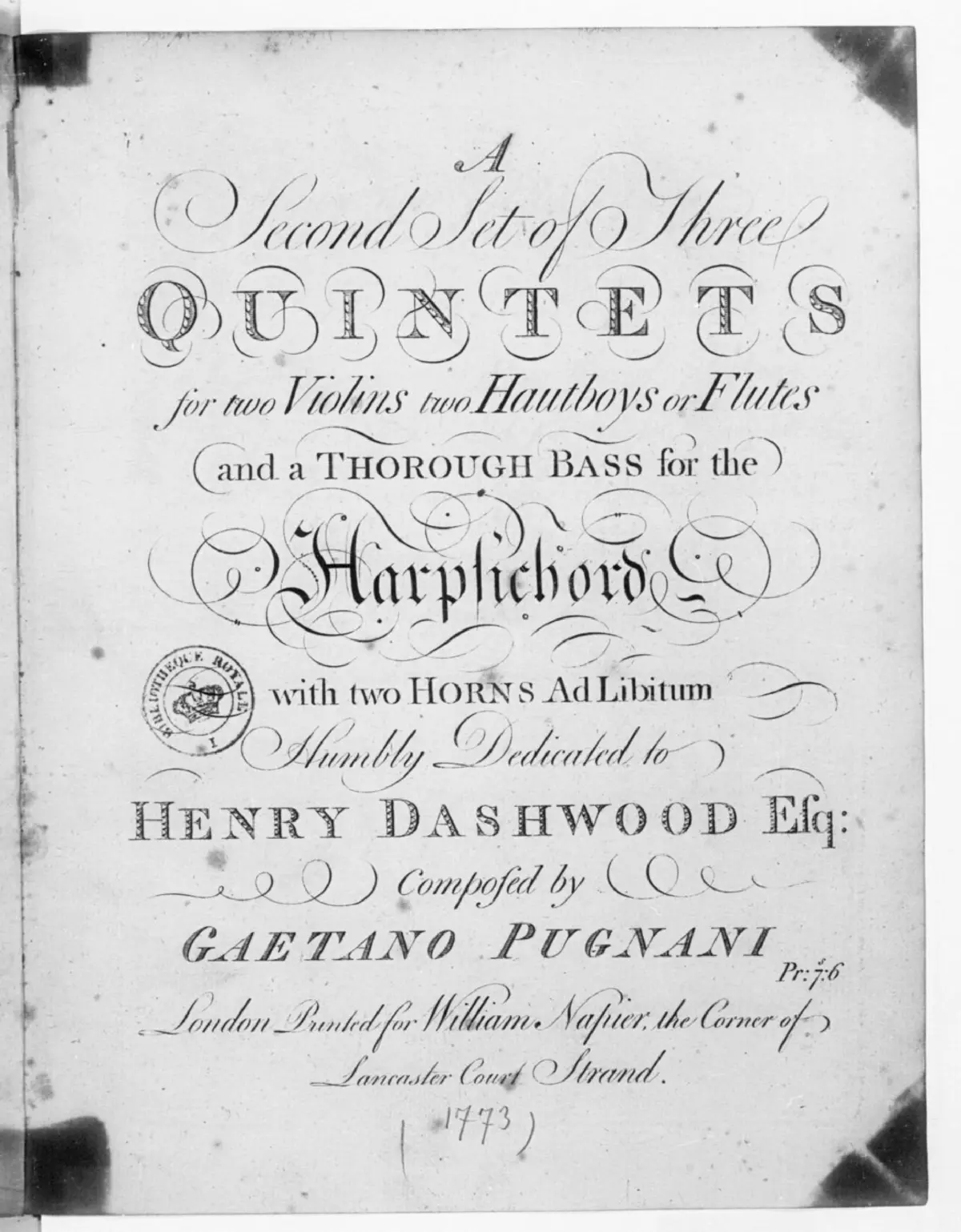 3 Quintetti a 2 Violons, 2 Flutes ou Hautbois et Basse, 2 Cors ad libitum - Page 1