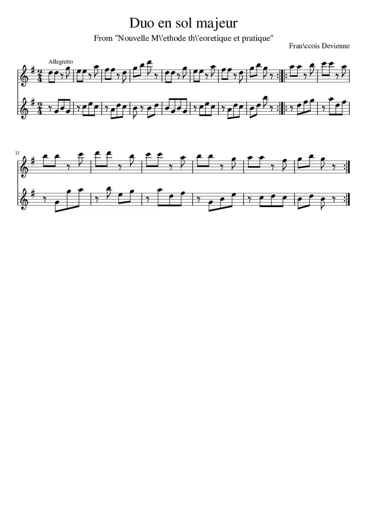 Duo en sol majeur - Page 1