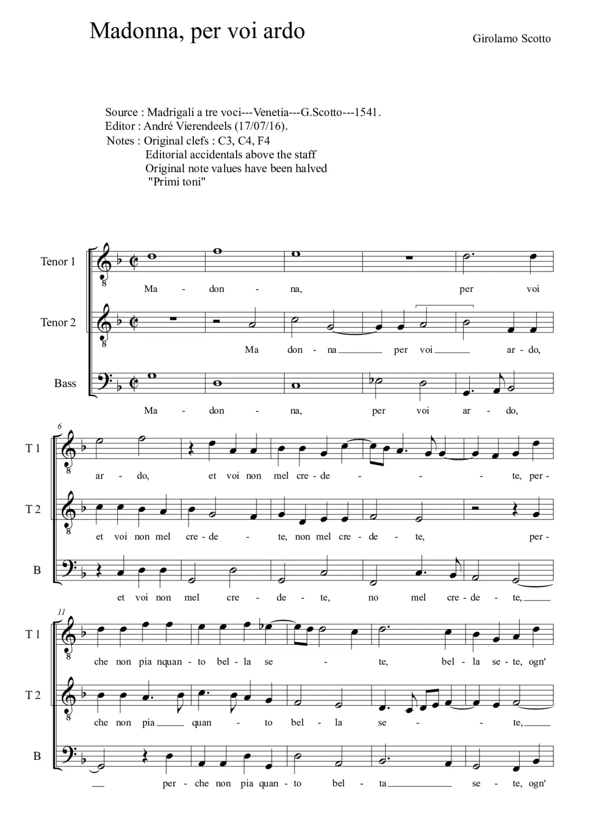 Madonna, per voi ardo - Page 1
