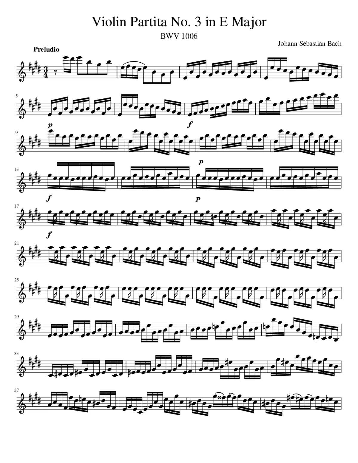 Violin Partita No.3 in E major BWV 1006 - Page 1