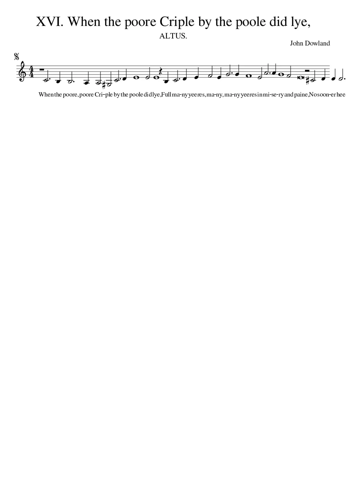 XVI. When the poore Criple by the poole did lye - Page 1