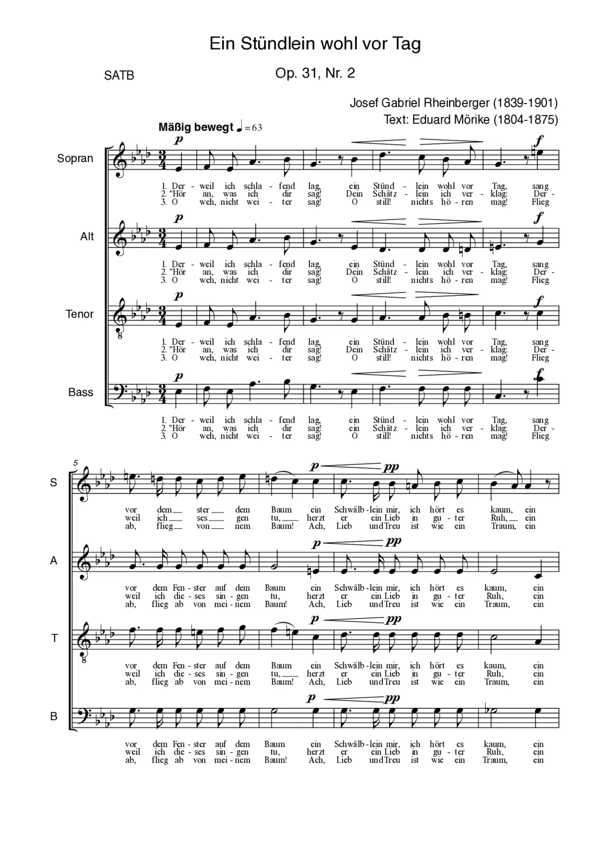 Ein Stündlein wohl vor Tag, Op. 31, No. 2 - Page 1