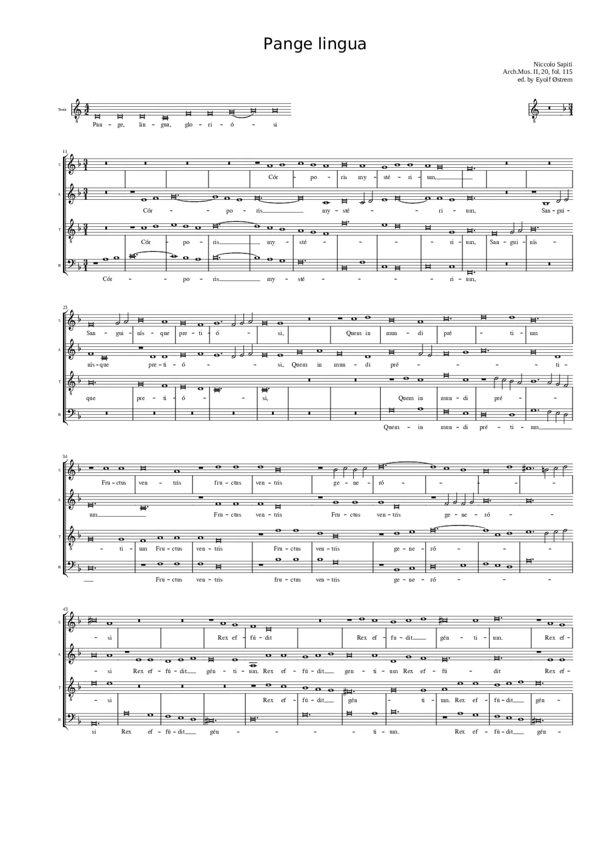 Pange lingua - Niccolò Sapiti - Page 1