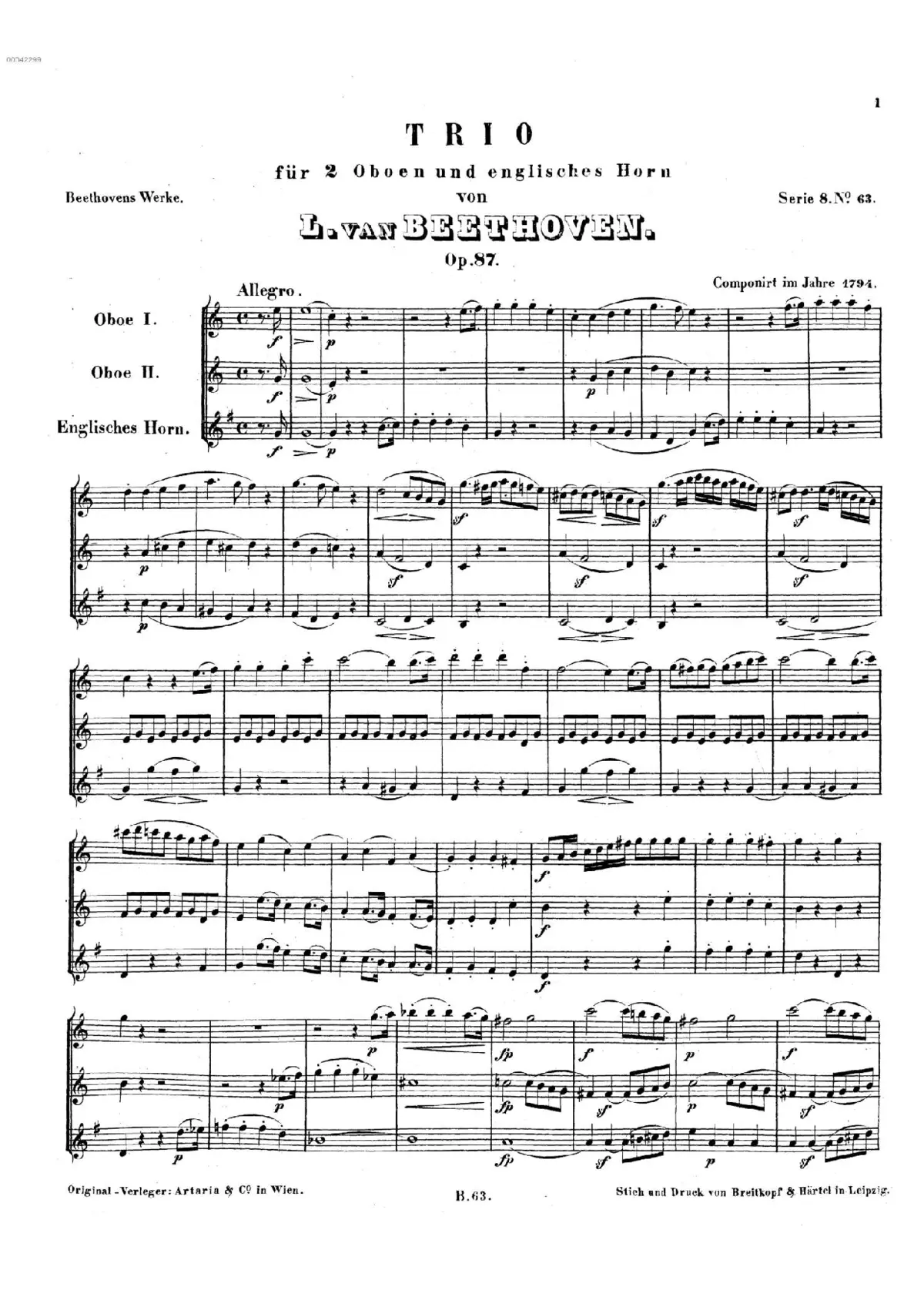 Trio for 2 Oboes and English Horn in C major - Page 1