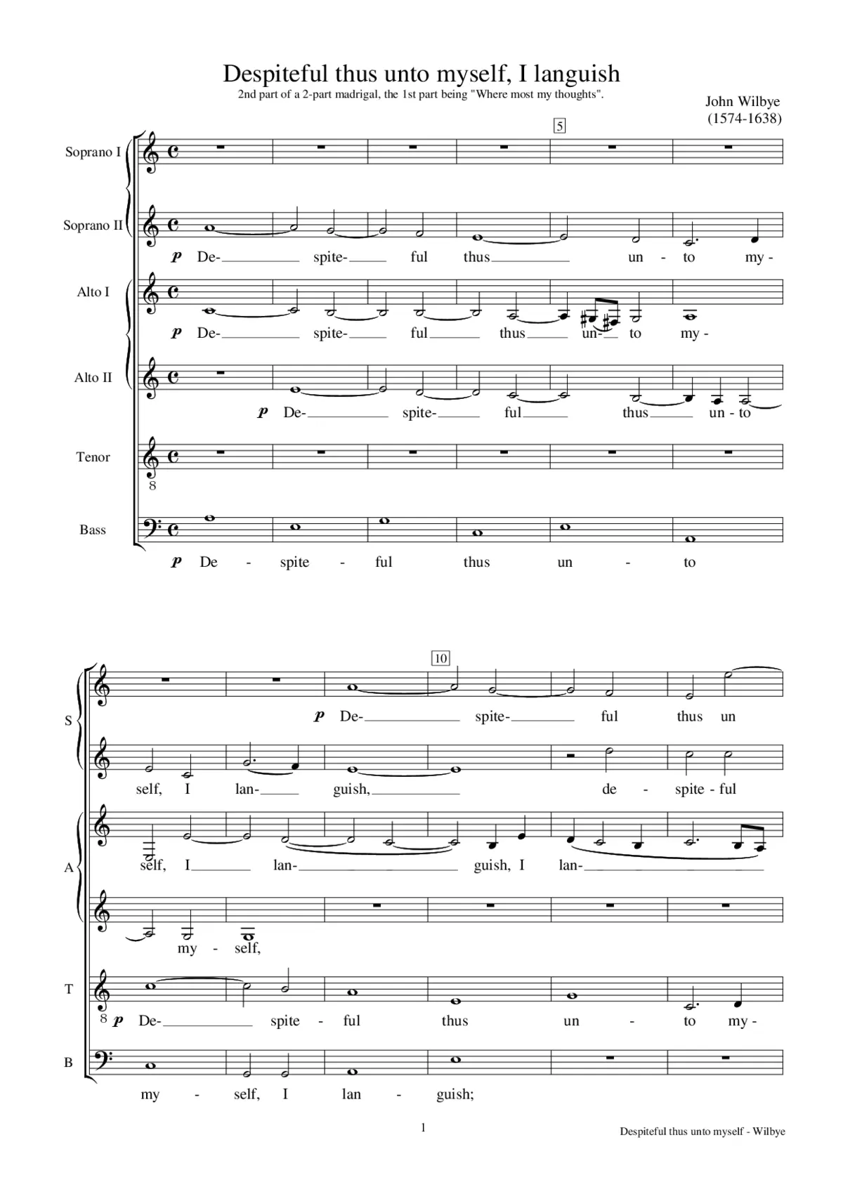 Despiteful thus unto myself, I languish - Page 1