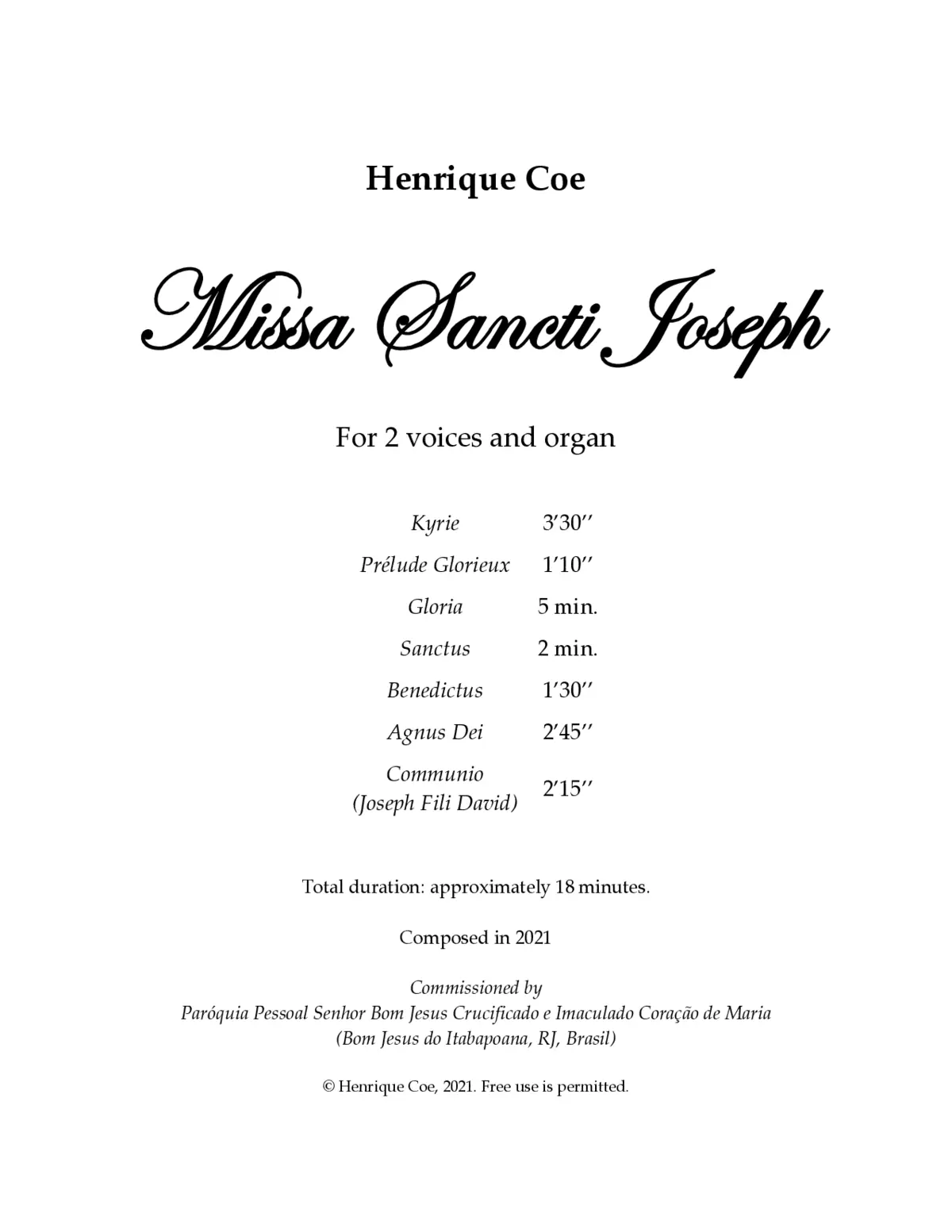 Missa Sancti Joseph - Page 1