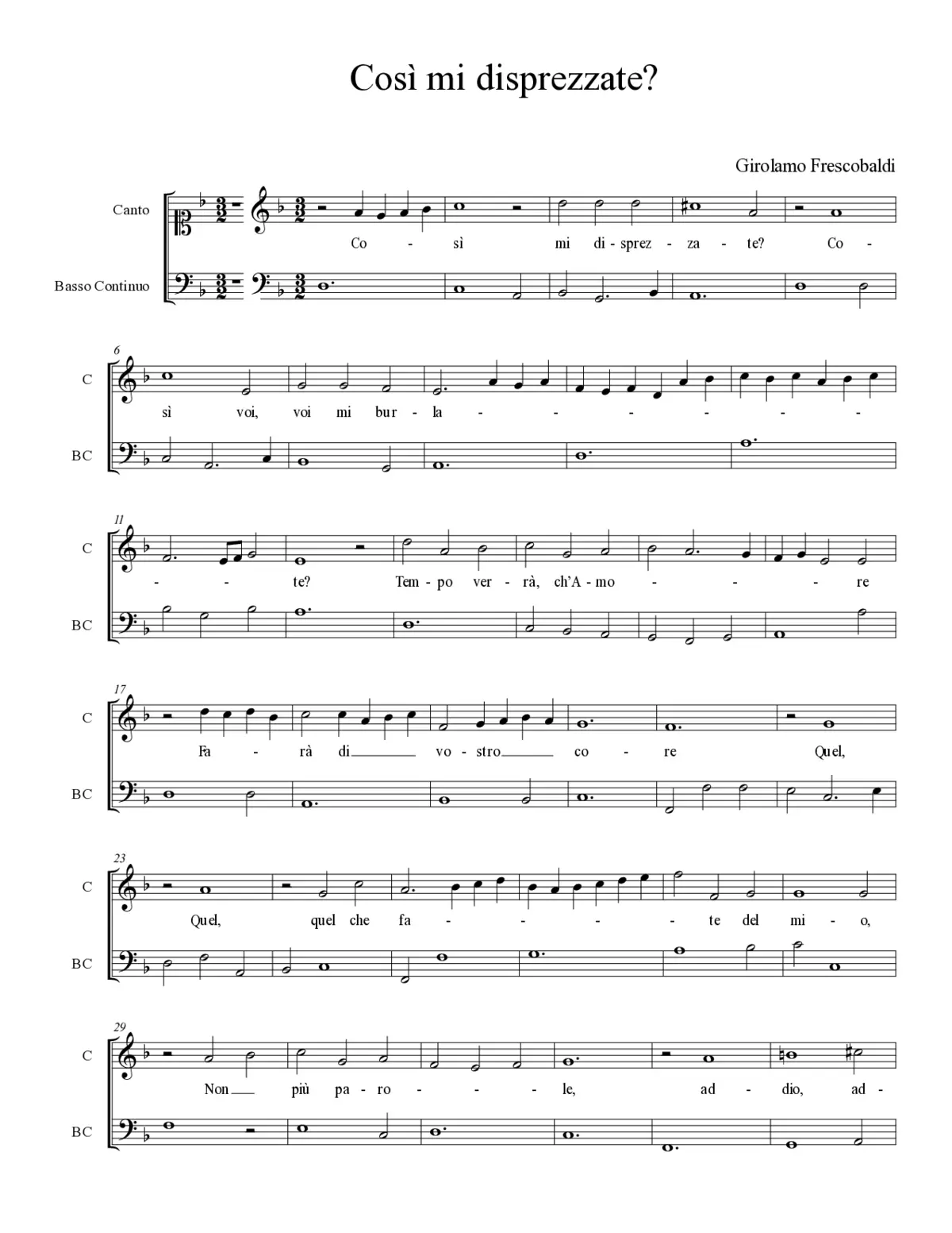 Così mi disprezzate (Aria di passacaglia) - Page 1