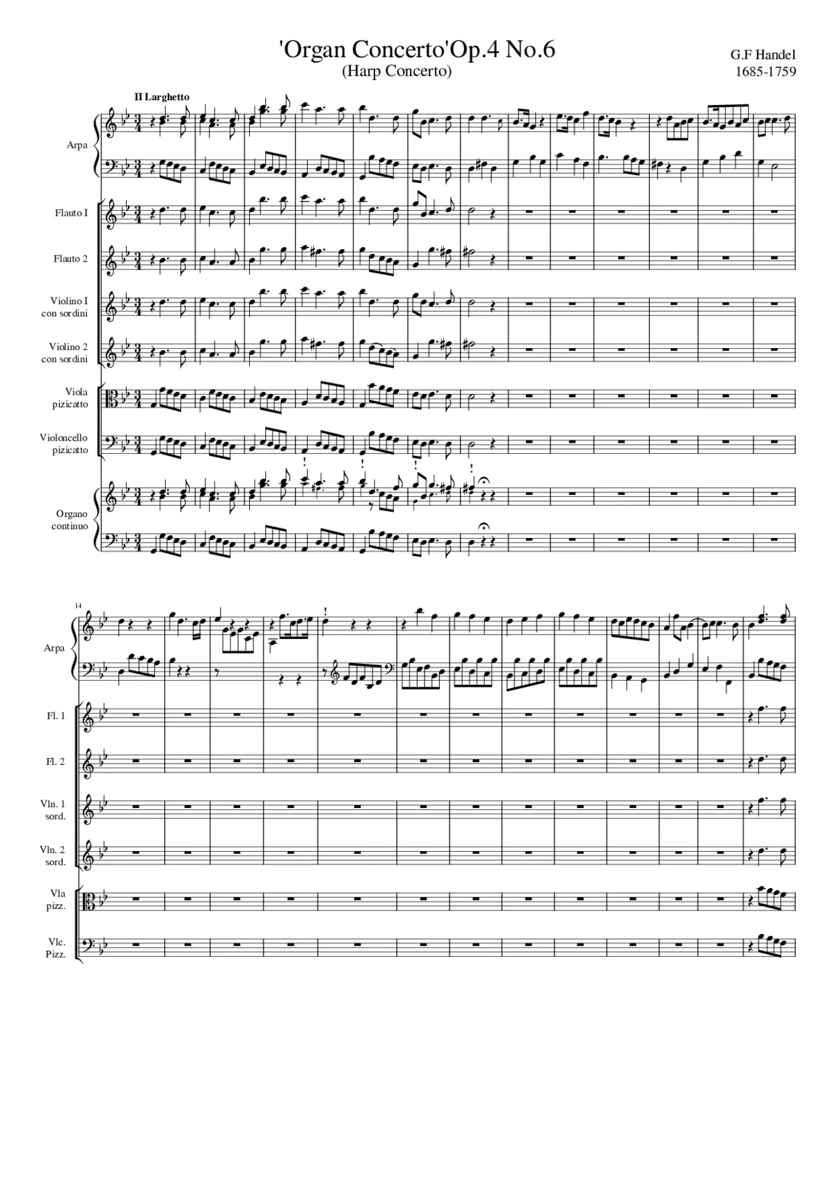 Harp Concerto Op. 4 No. 6 - Page 1