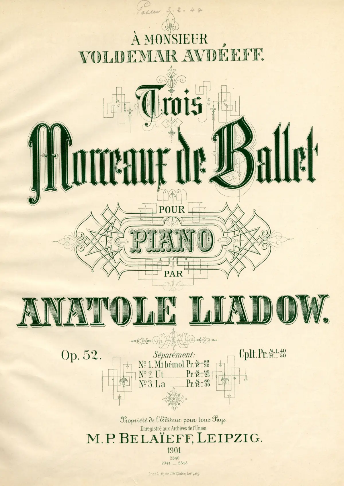 3 Morceaux de Ballet - Page 1