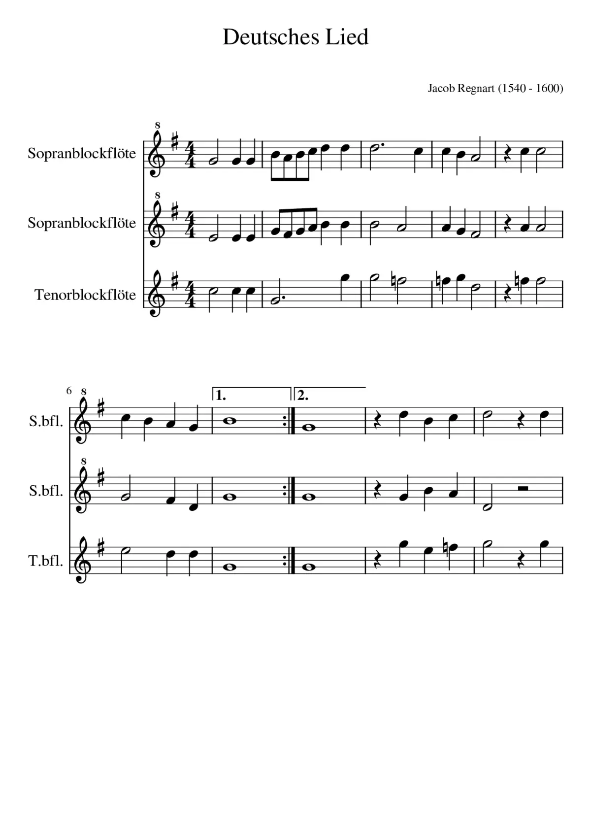 Deutsches Lied drei Stimmen - Page 1