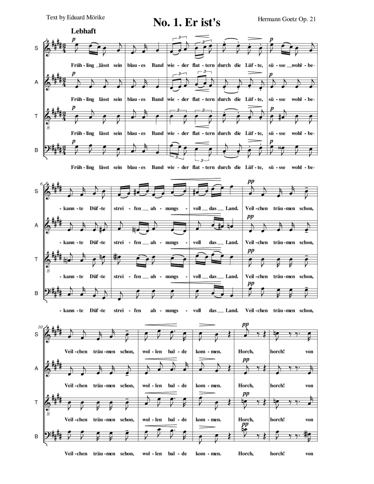 Er ist's, Op. 21, No. 1 - Page 1