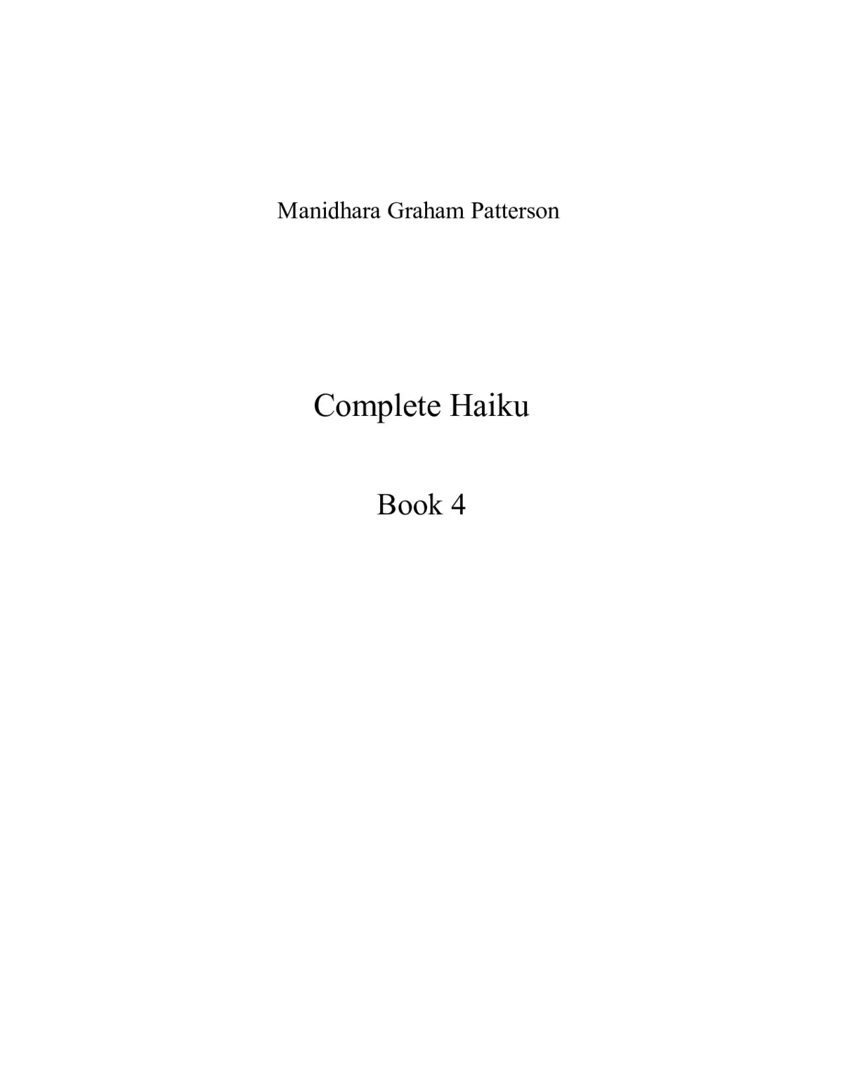 Haiku, Book 4 - Page 1