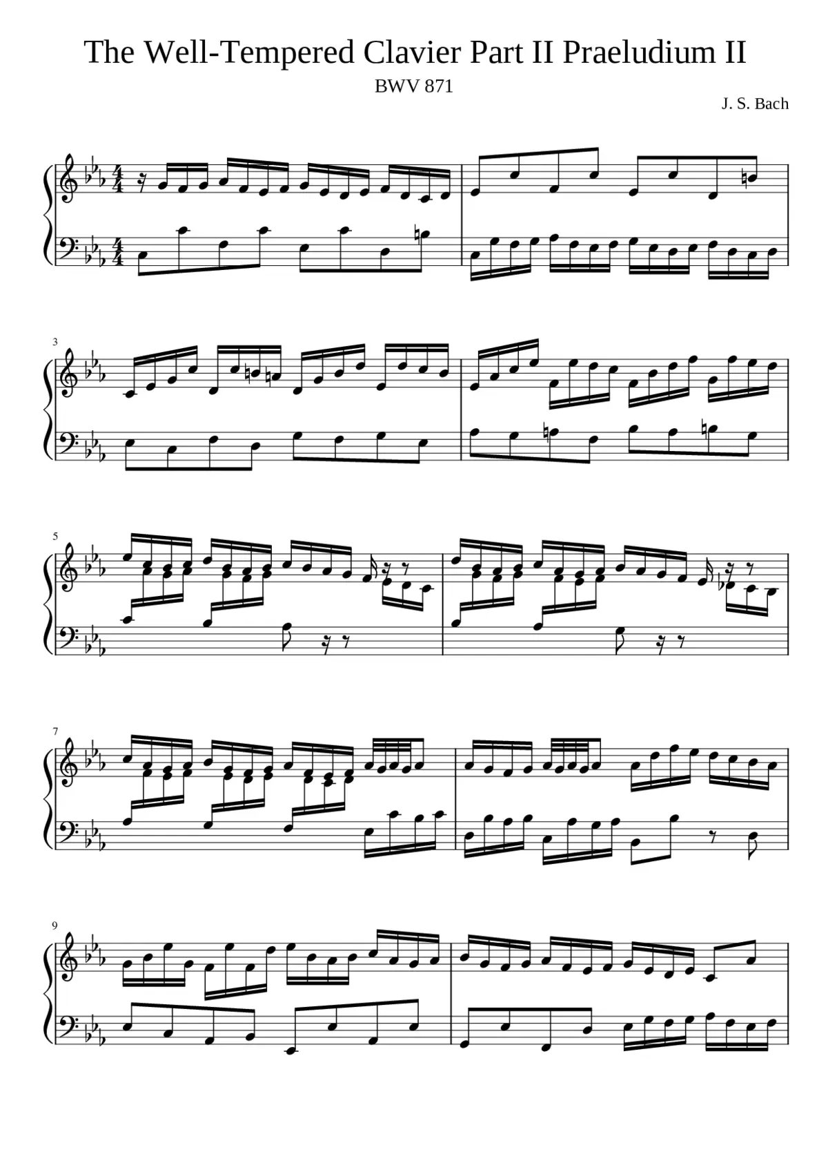 Prelude and Fugue in C minor BWV 871 - Page 1