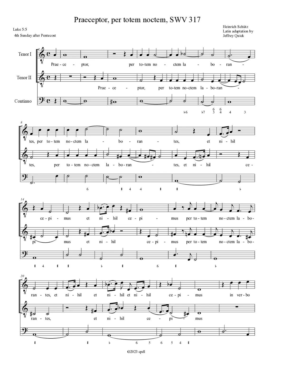Meister, wir haben die ganze Nacht gearbeitet, SWV 317 - Page 1