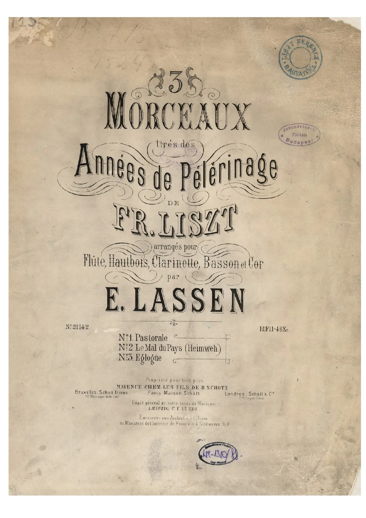 3 Morceaux tirés des Années de Pélèrinage - Page 1