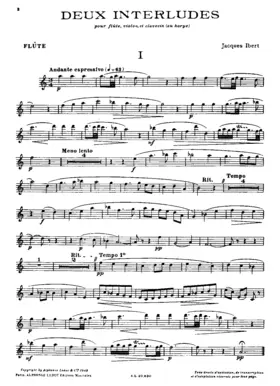Deux Interludes pour flûte, violon, et clavecin (ou harpe)
