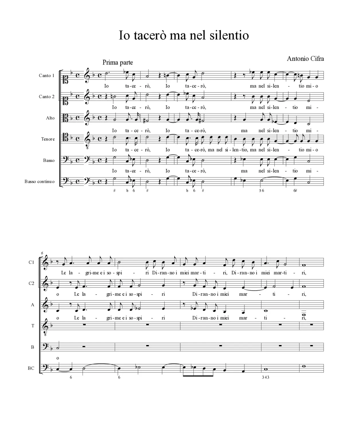 Io tacerò ma nel silentio - Page 1