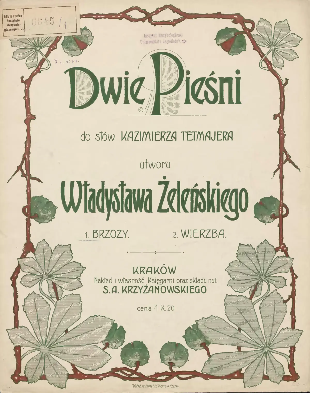 2 Pieśni do słów Kazimierza Tetmajera - Page 1