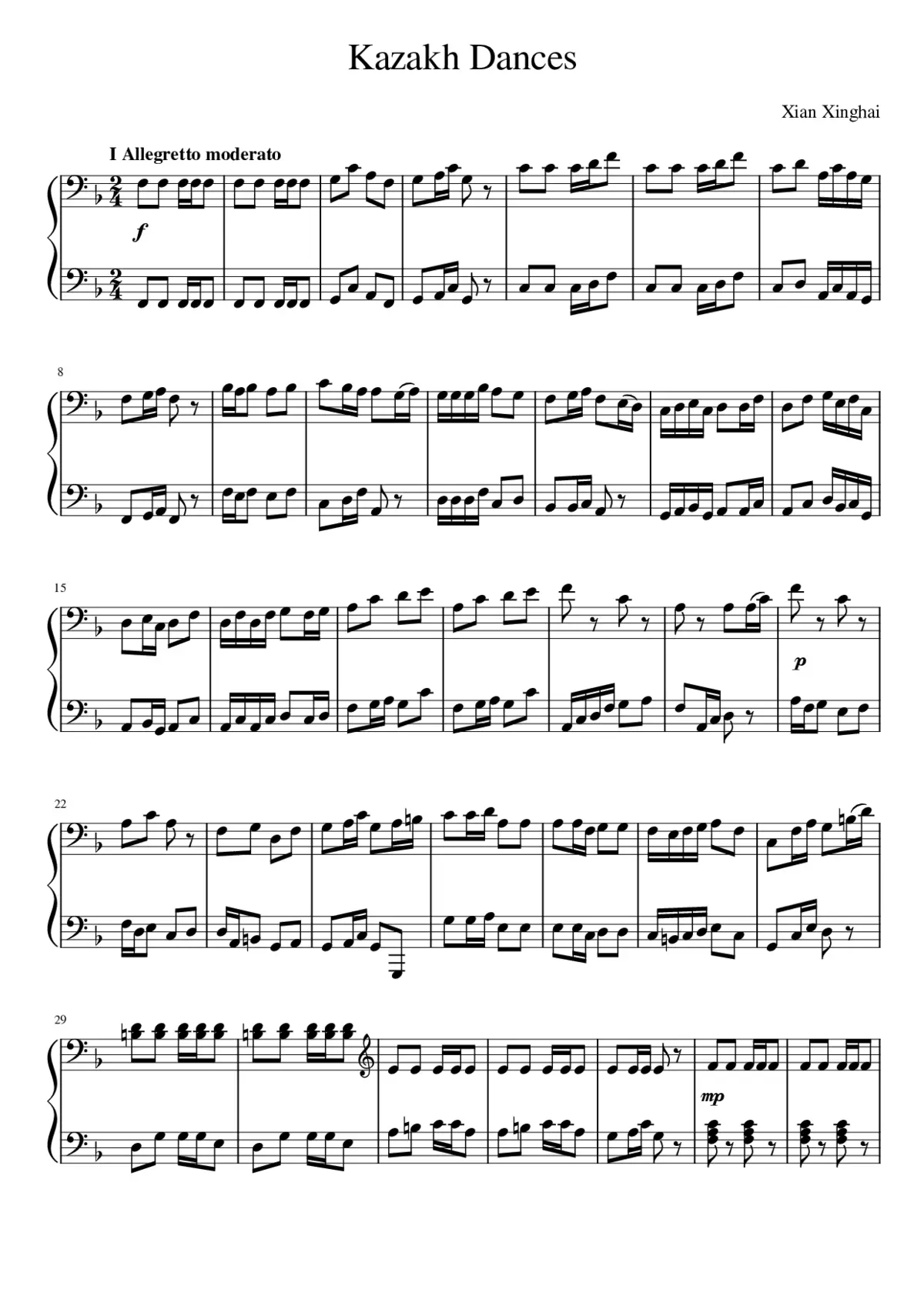 Xian Xinghai - Kazakh Dances - Page 1
