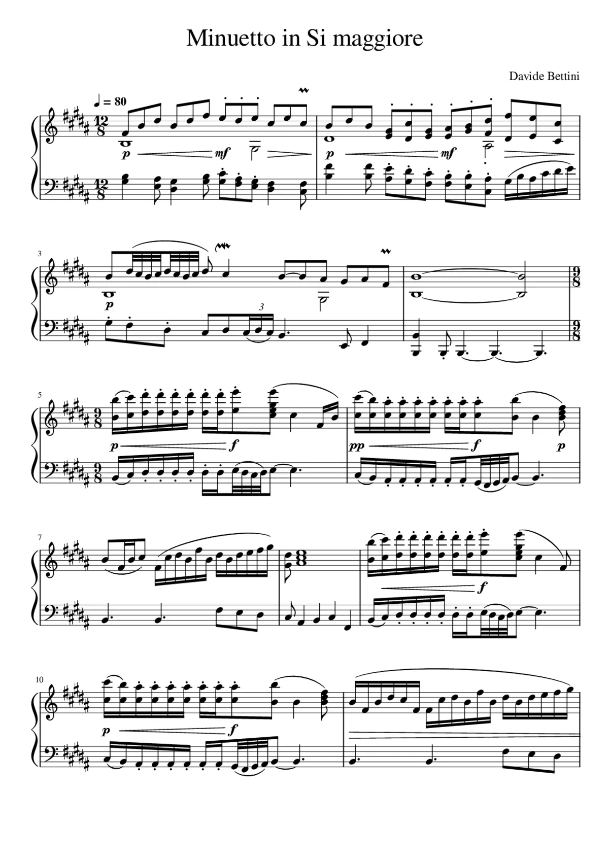 Minuetto in Si M - Page 1
