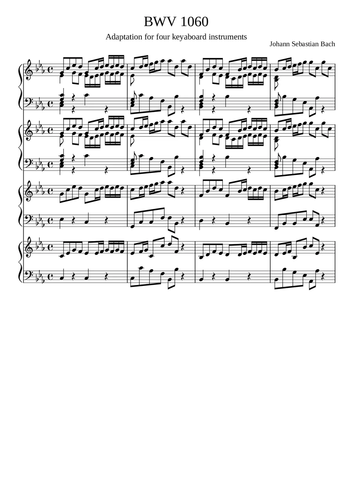 Concerto for 2 Harpsichords in C minor BWV 1060 - Page 1