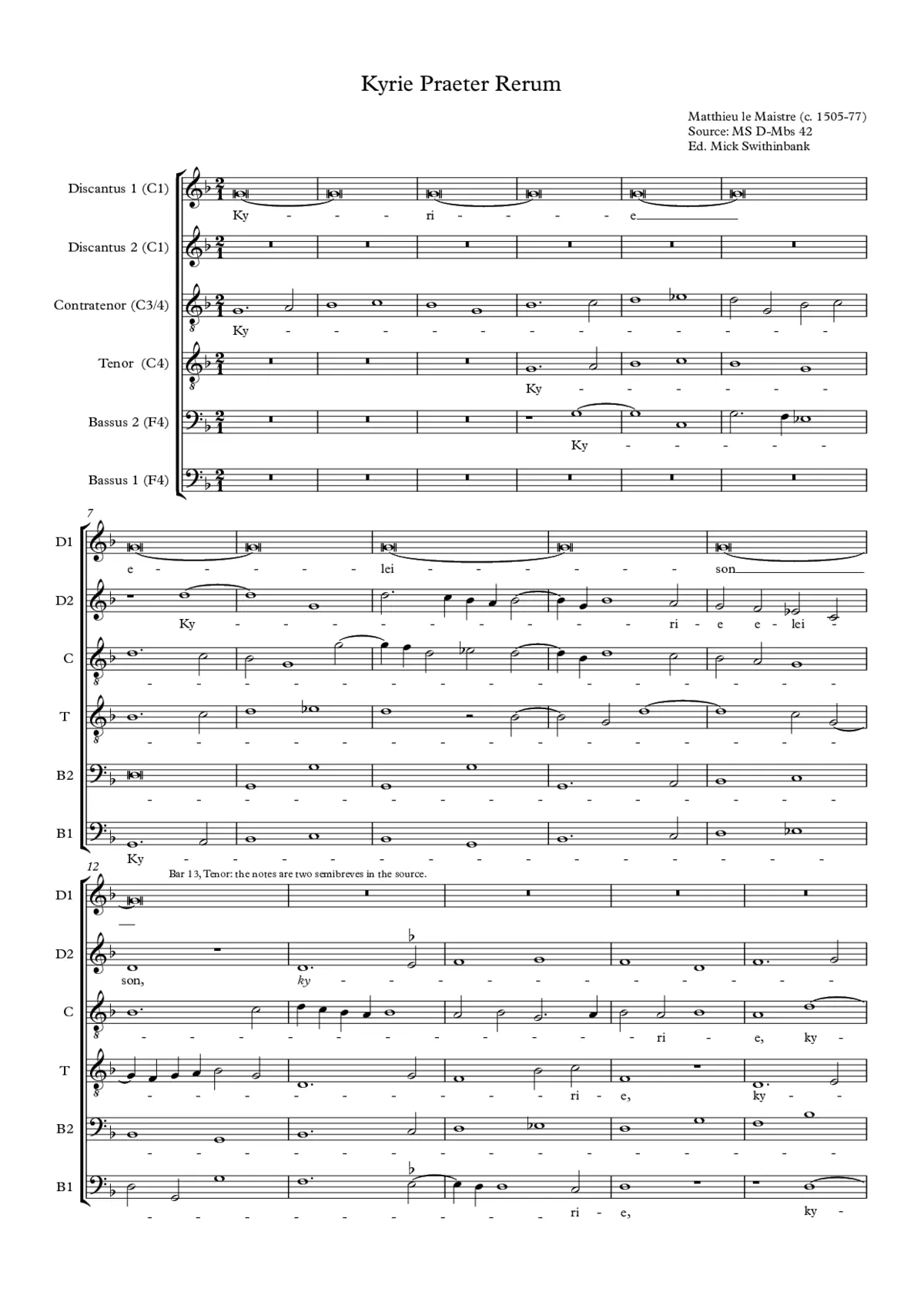 Kyrie (Missa Praeter rerum) - Page 1