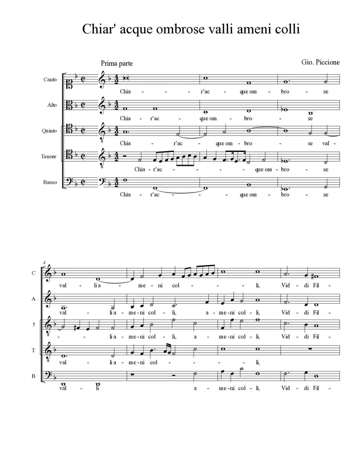 Chiar' acque ombrose valli ameni colli - Page 1