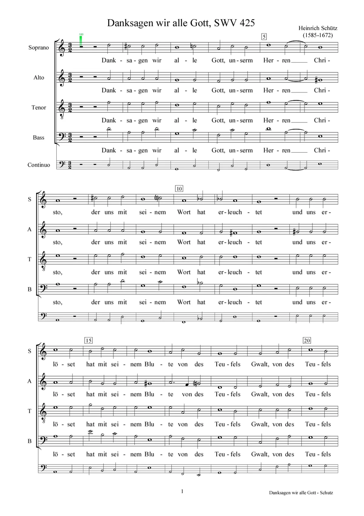 Danksagen wir alle Gott, SWV 425 - Page 1