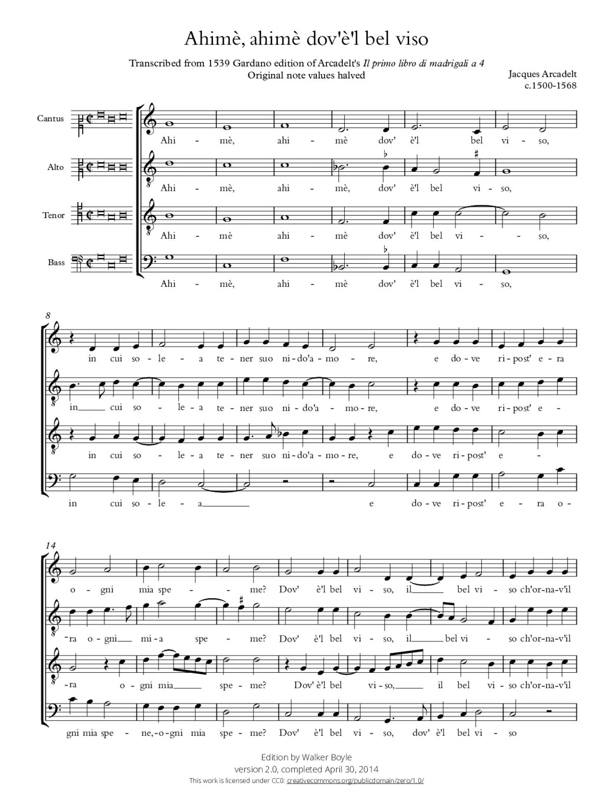 Ahimè dov'è'l bel viso - Page 1