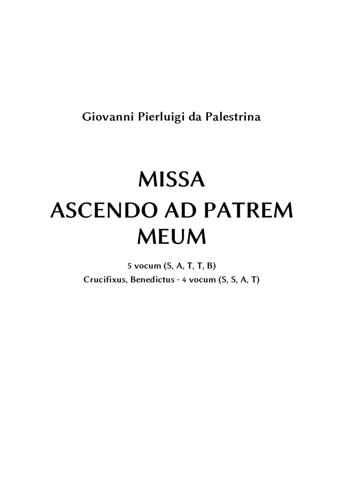 Missa Ascendo ad Patrem meum - Page 1