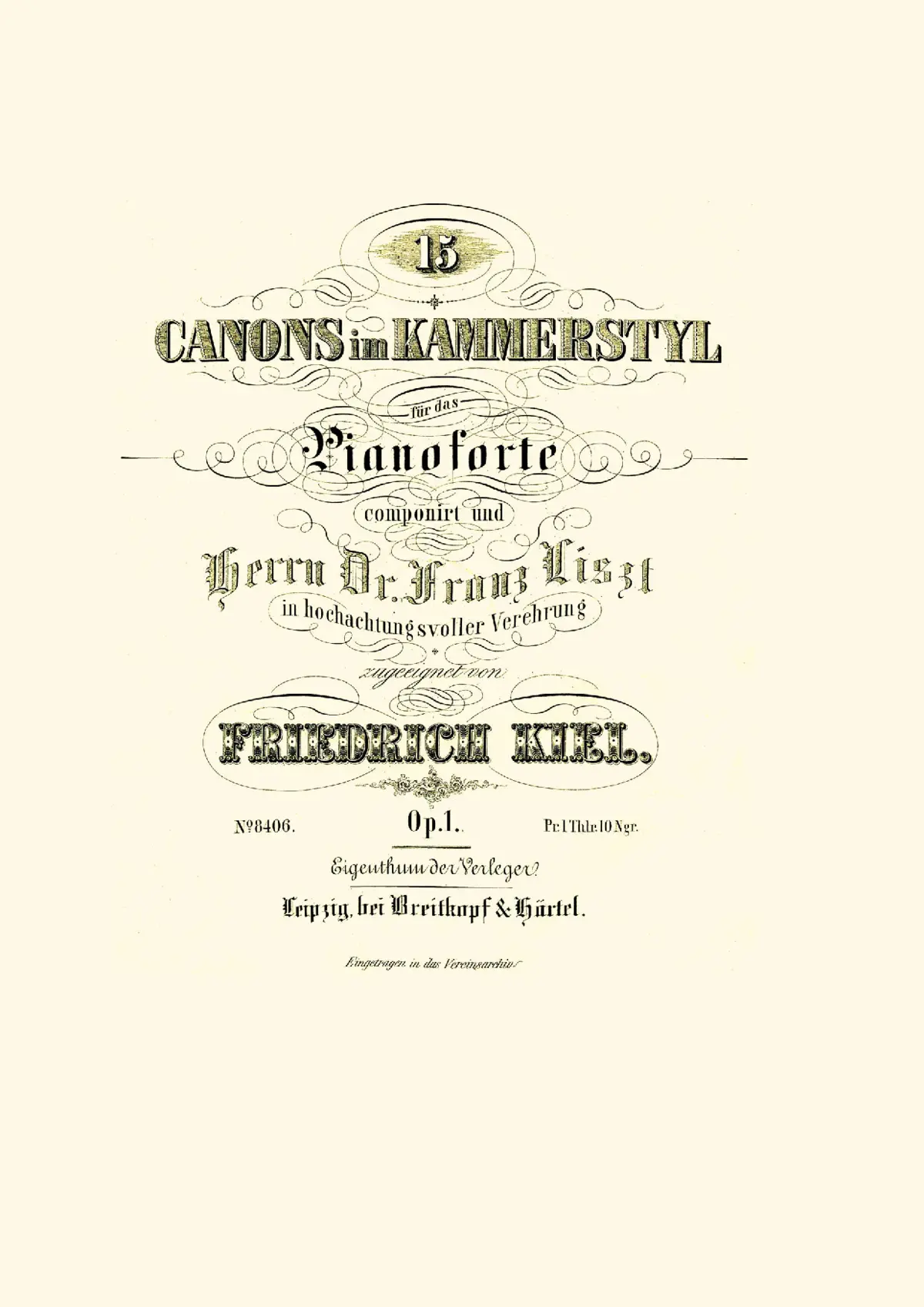 15 Canons in Kammerstyl, Op.1 - Page 1