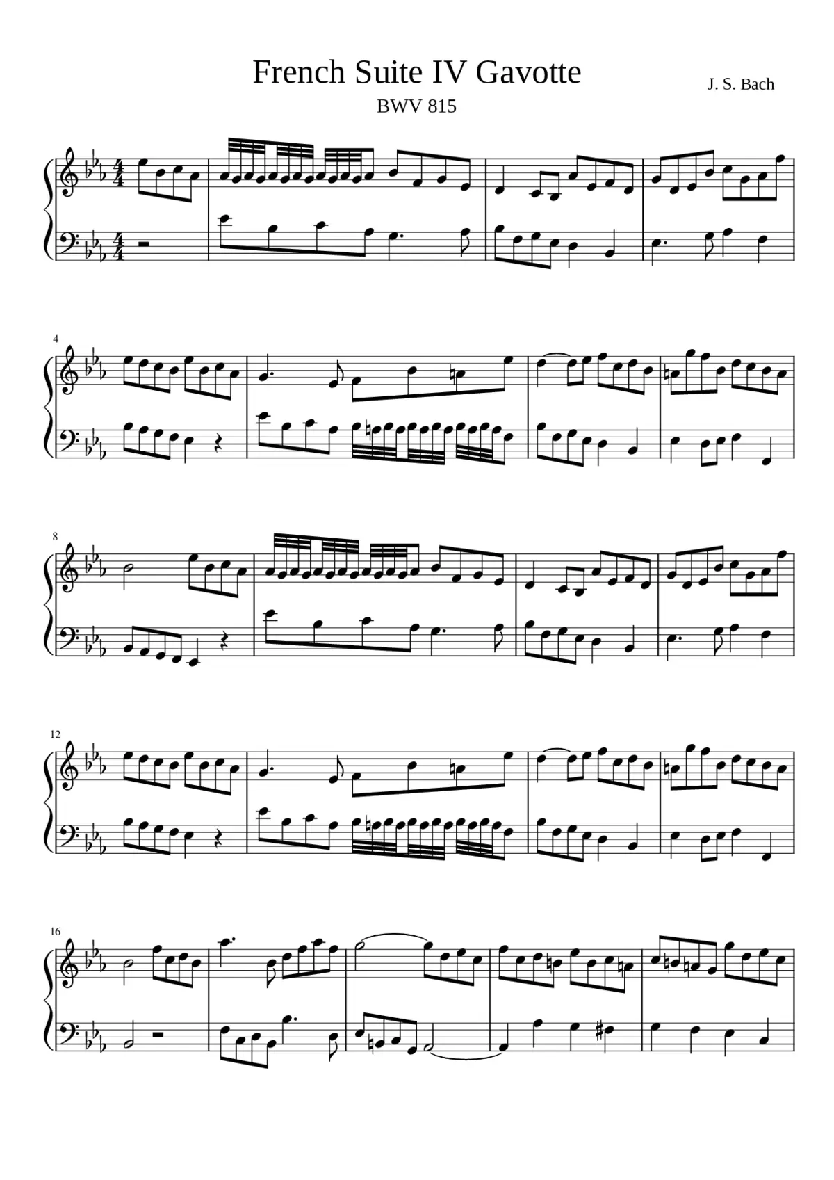 French Suite No.4 in E-flat major BWV 815 - Page 1