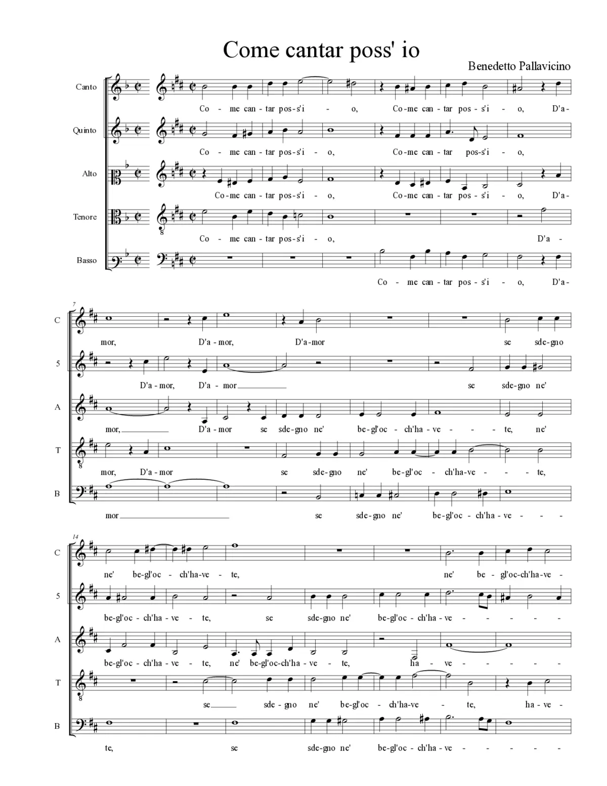 Come cantar poss' io - Page 1