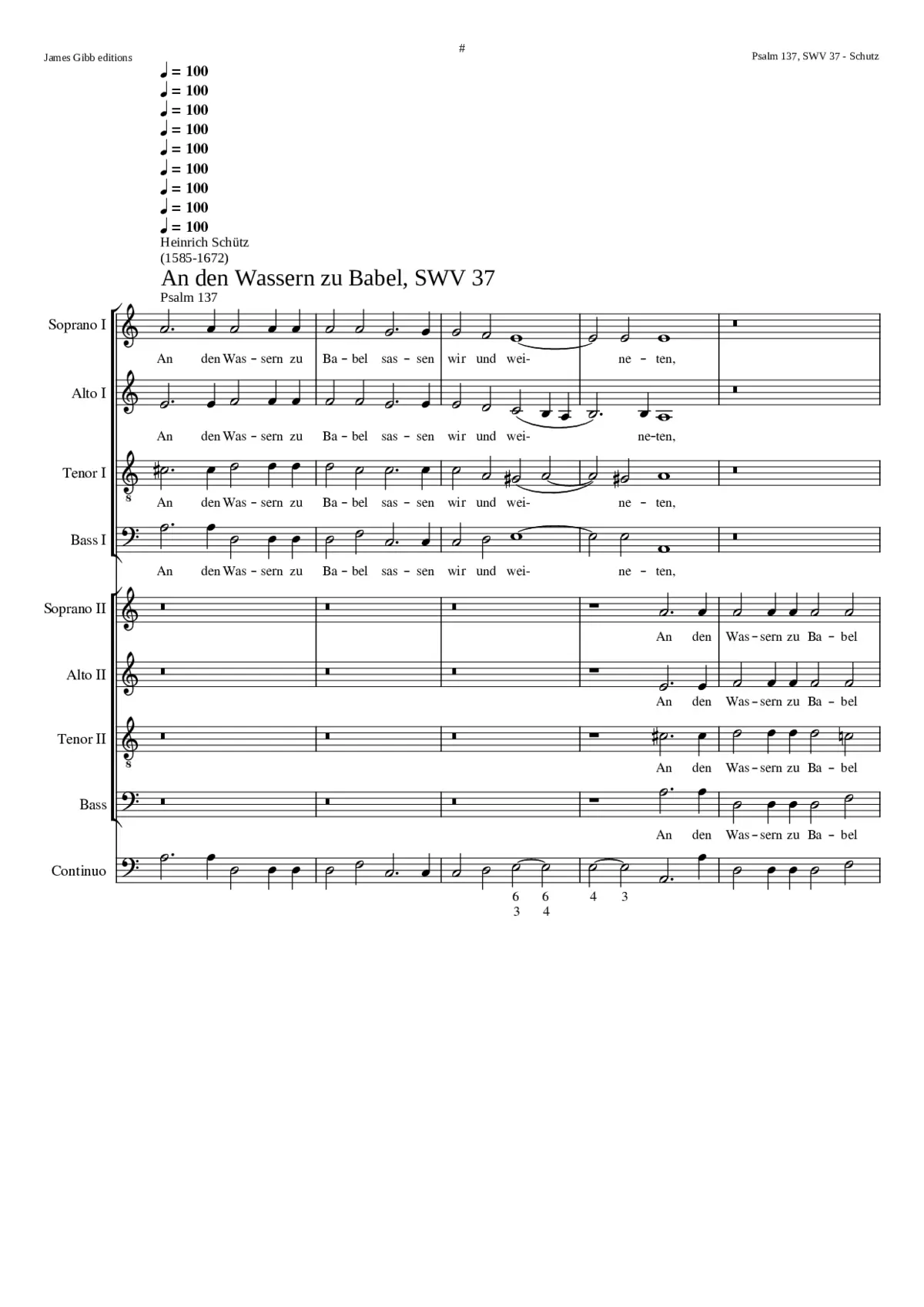 An den Wassern zu Babel (Psalm 137) SWV 37 - Page 1