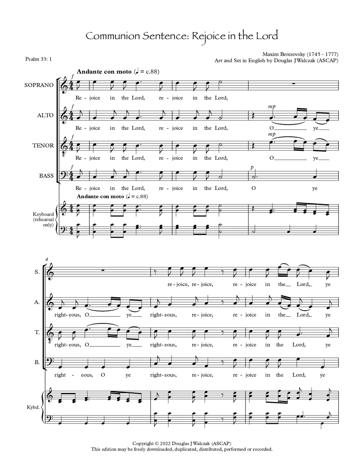 Communion Sentence: Rejoice in the Lord - Page 1