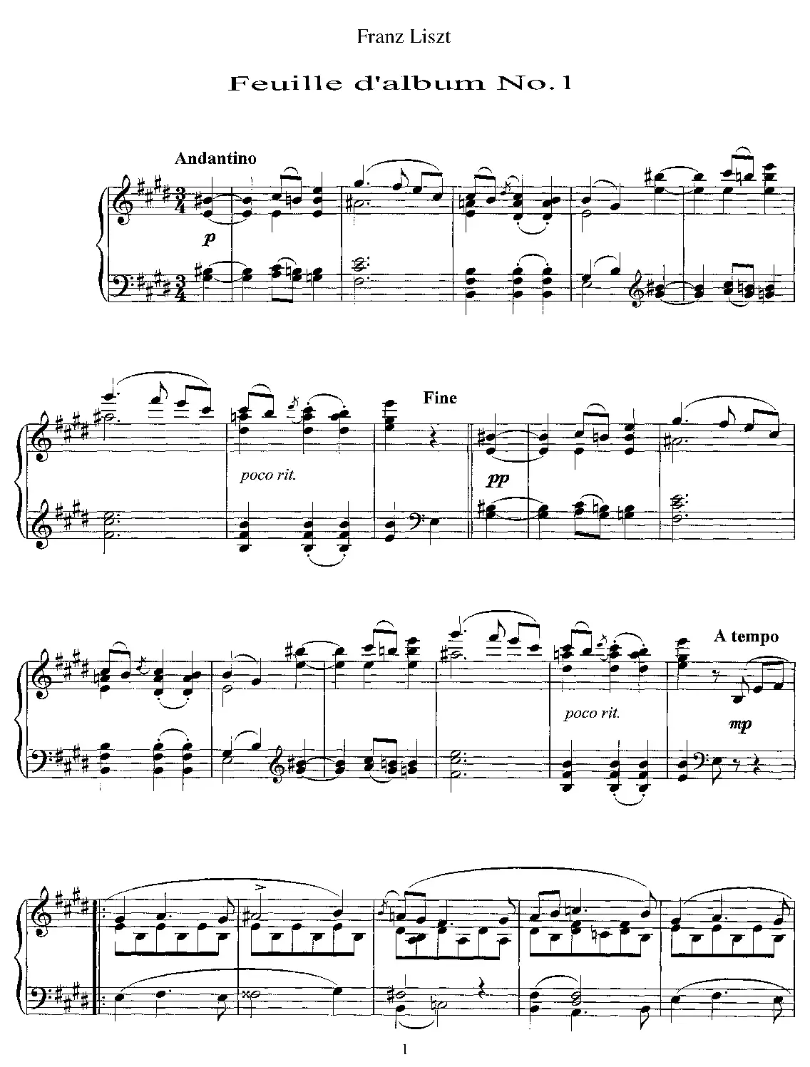 Albumblatt in E major - Page 1