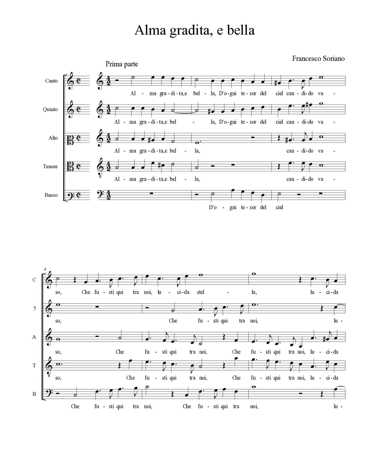 Alma gradita, e bella - Page 1