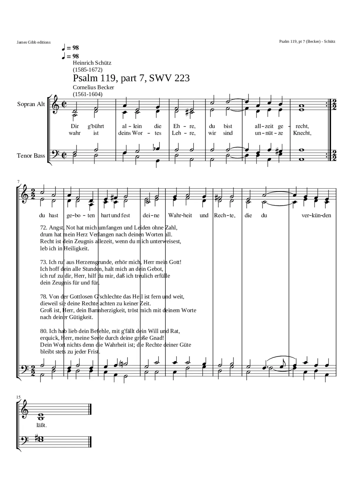 Dir gbührt allein die Ehre SWV 223 - Page 1