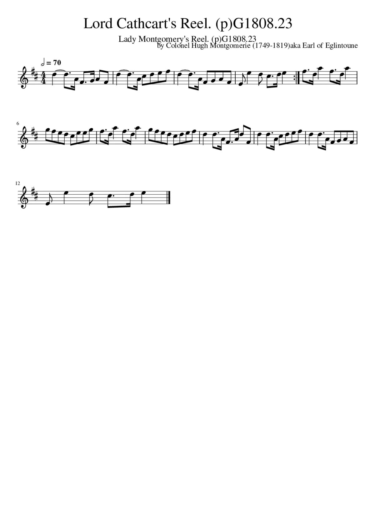 Lord Cathcart's Reel. (p)G1808.23 - Page 1