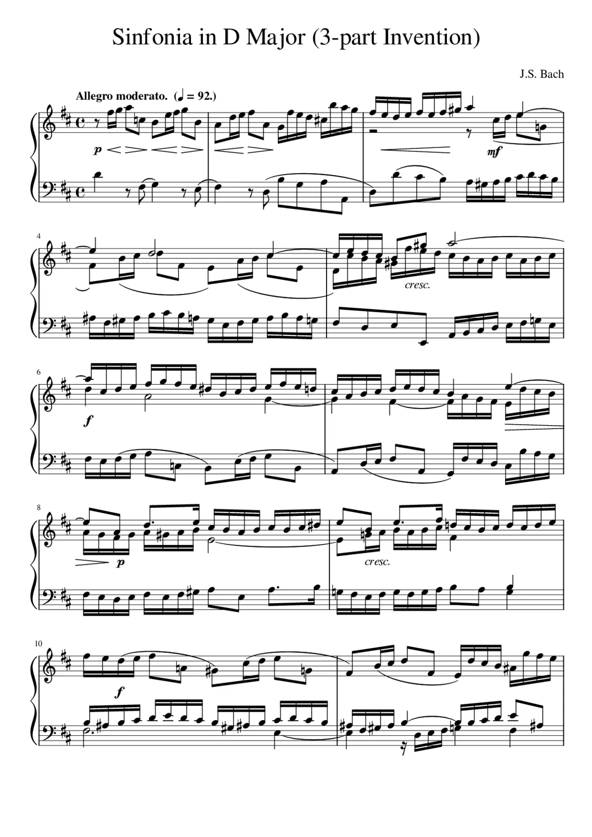 Sinfonia in D major BWV 789 - Page 1