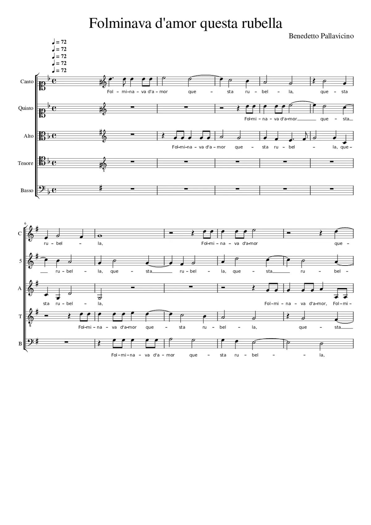 Folminava d'amor questa rubella - Page 1