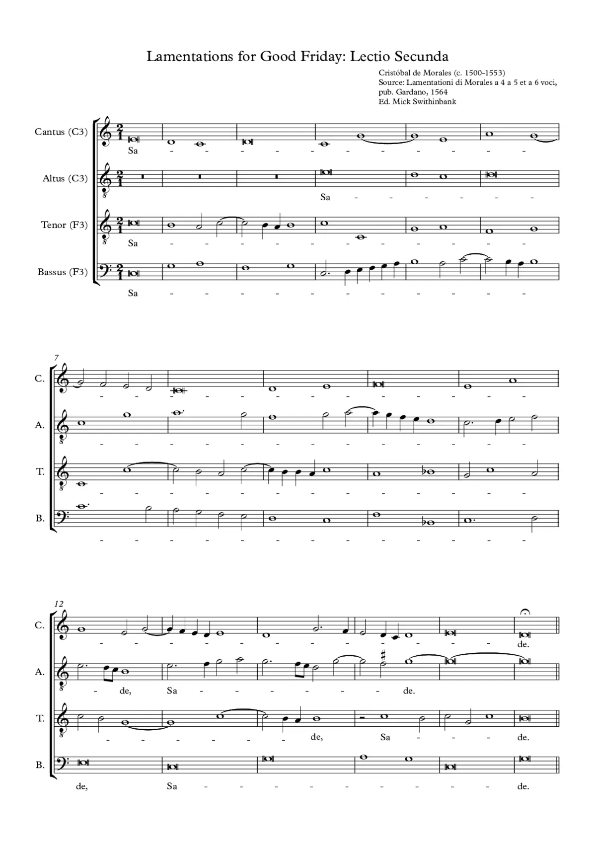 Lamentations for Good Friday, Lesson 2 - Page 1